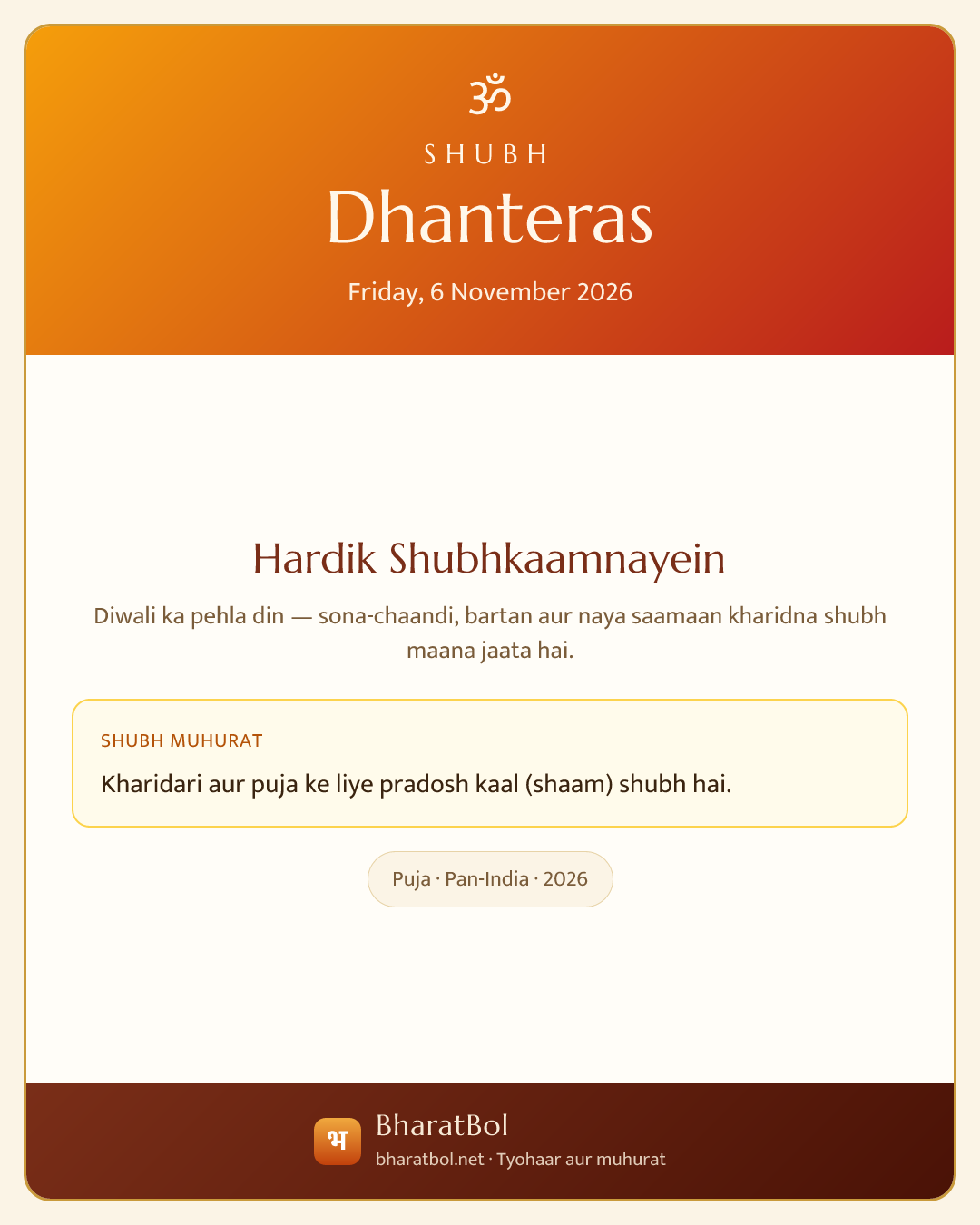 Shubh Dhanteras card