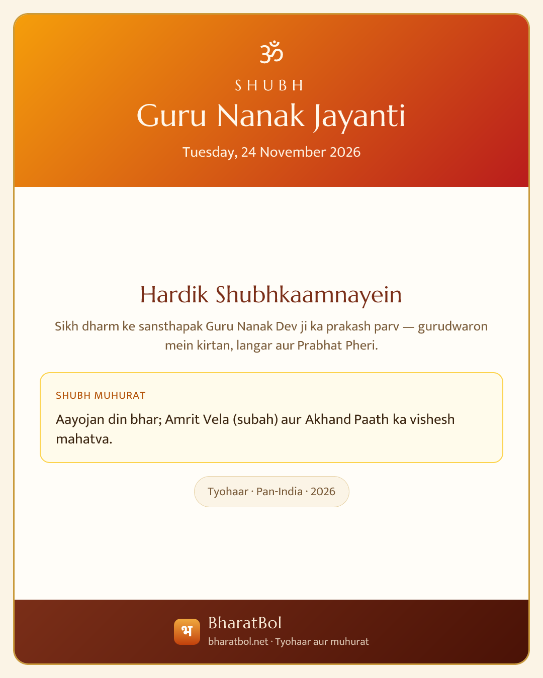 Shubh Guru Nanak Jayanti card