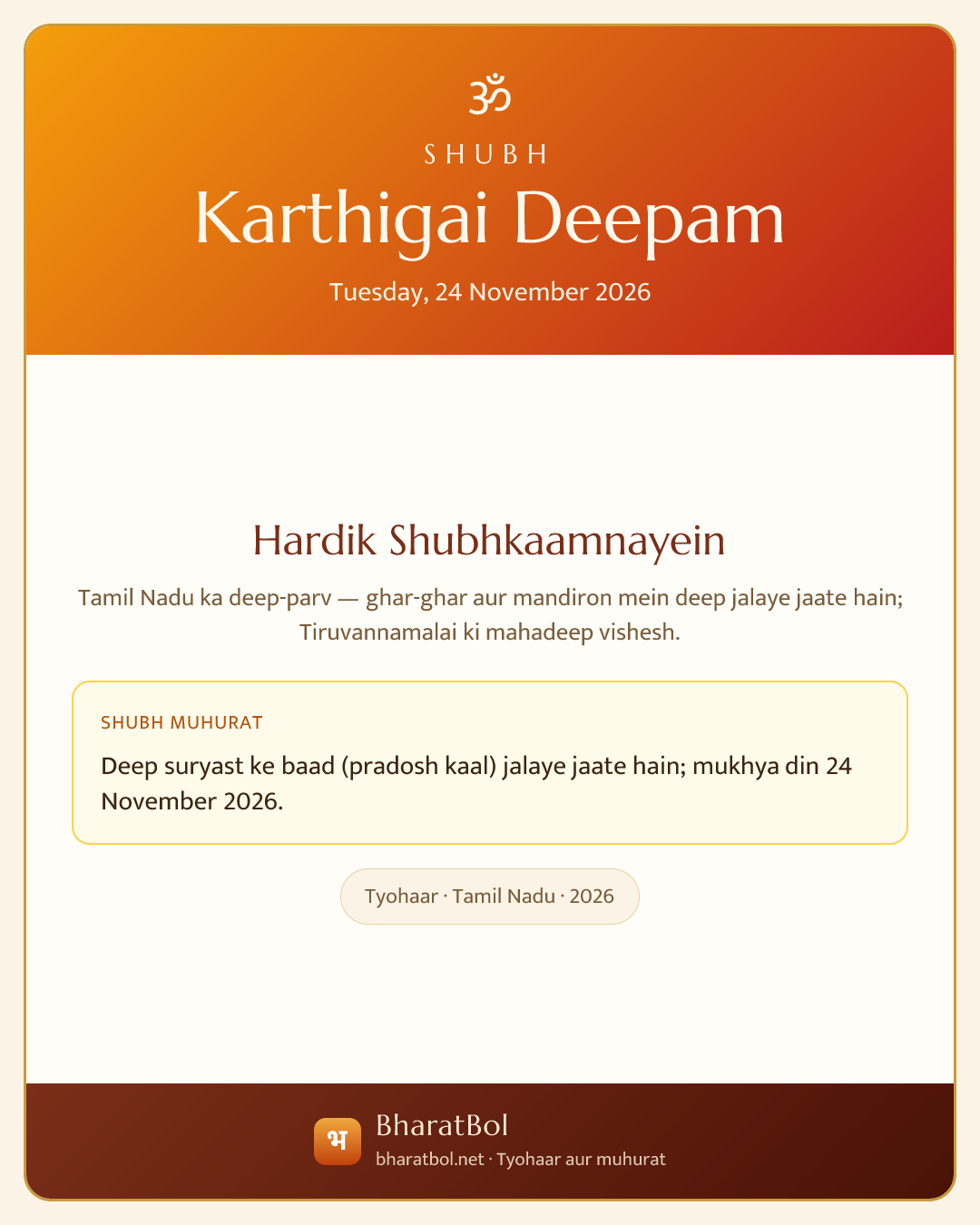 Shubh Karthigai Deepam card