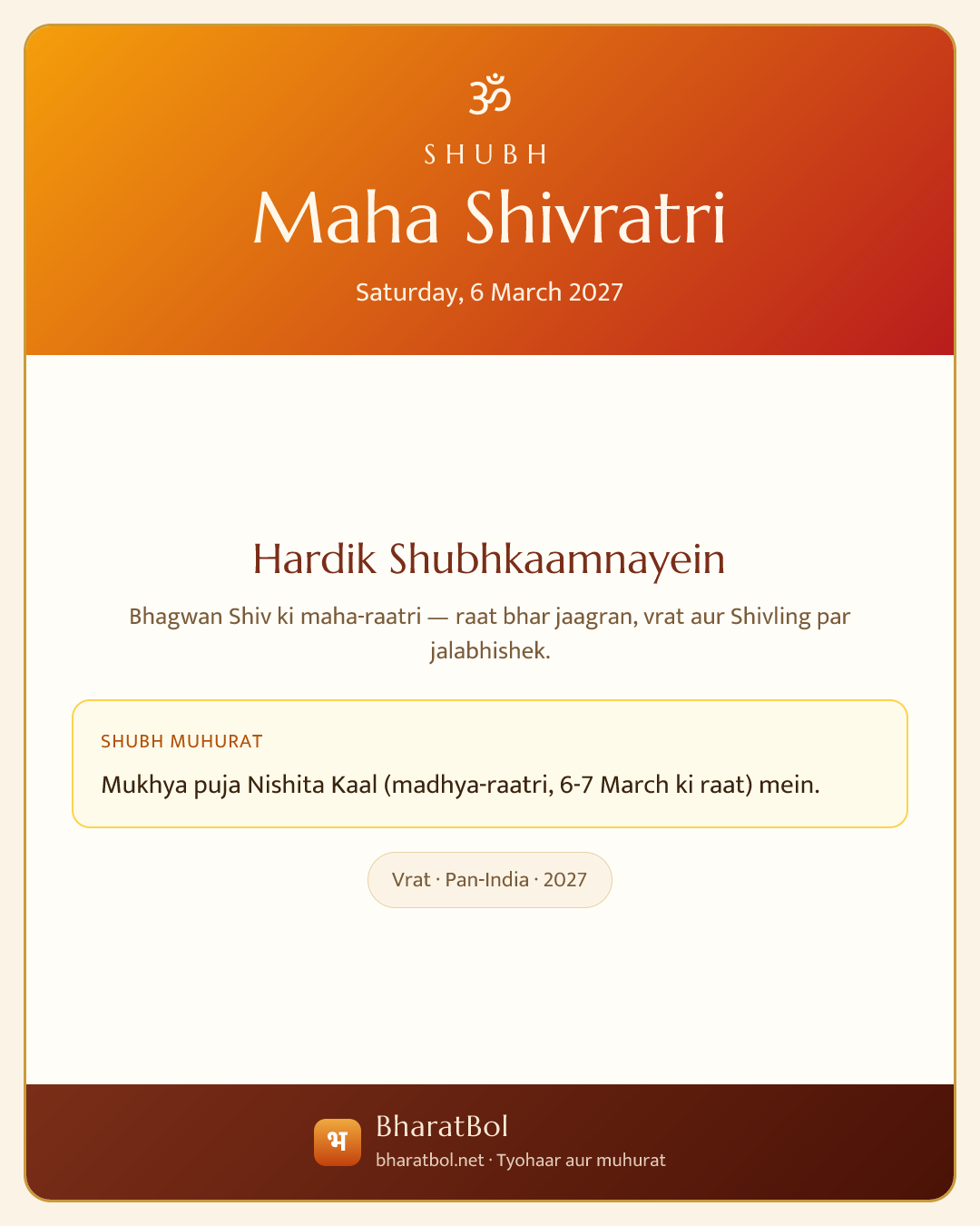 Shubh Maha Shivratri card