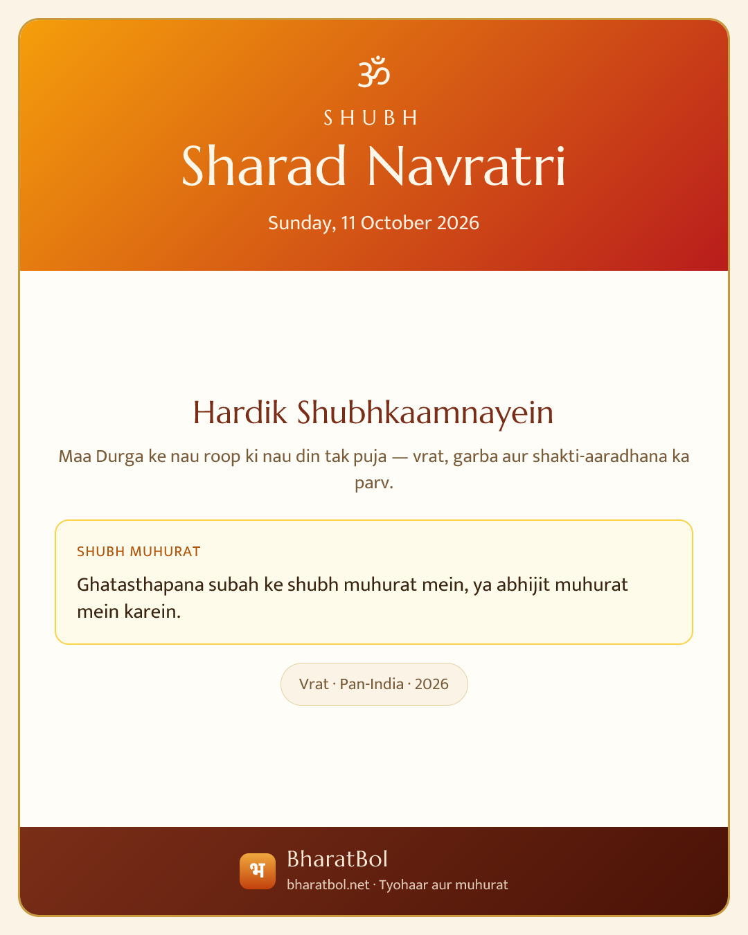 Shubh Sharad Navratri card