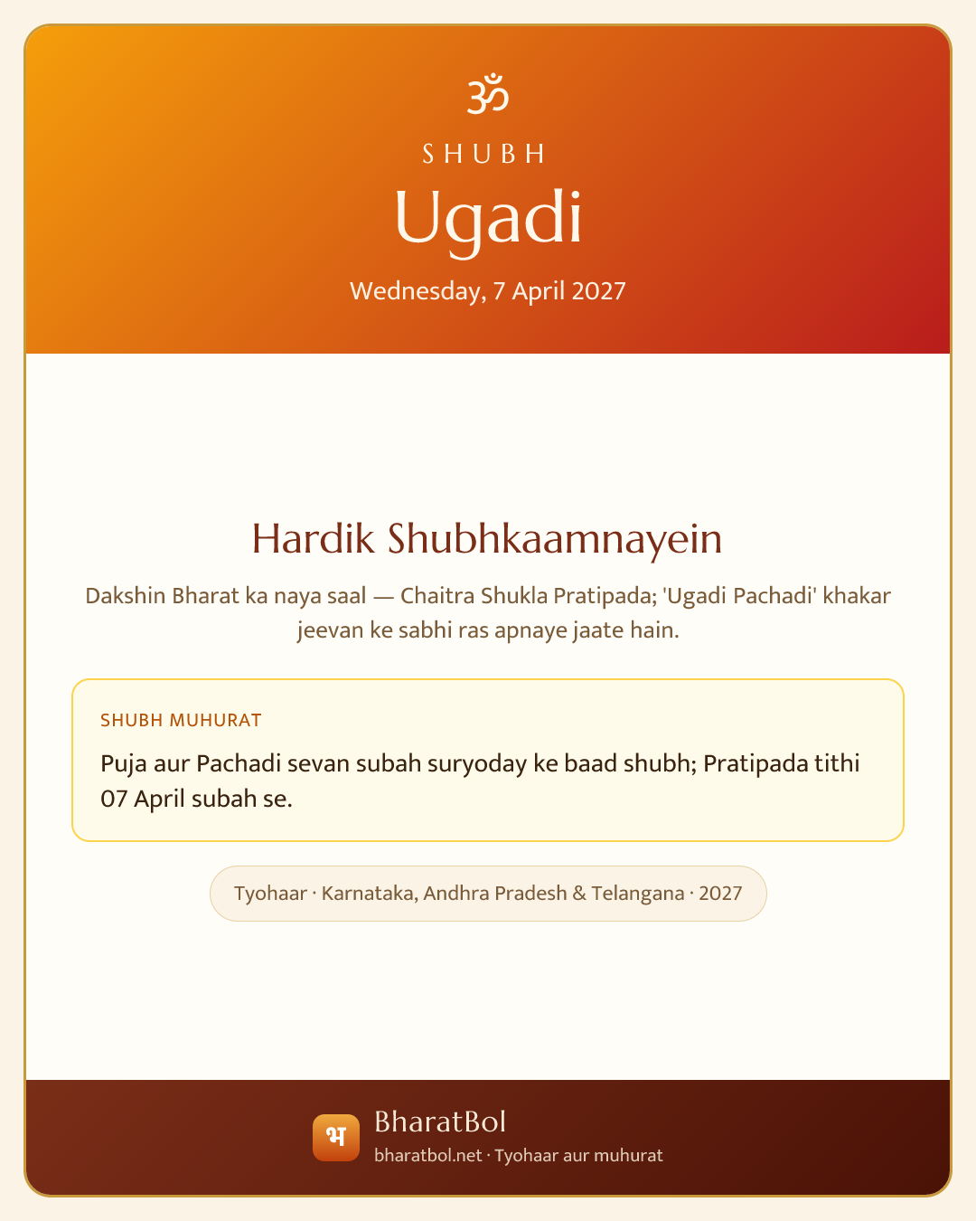 Shubh Ugadi card