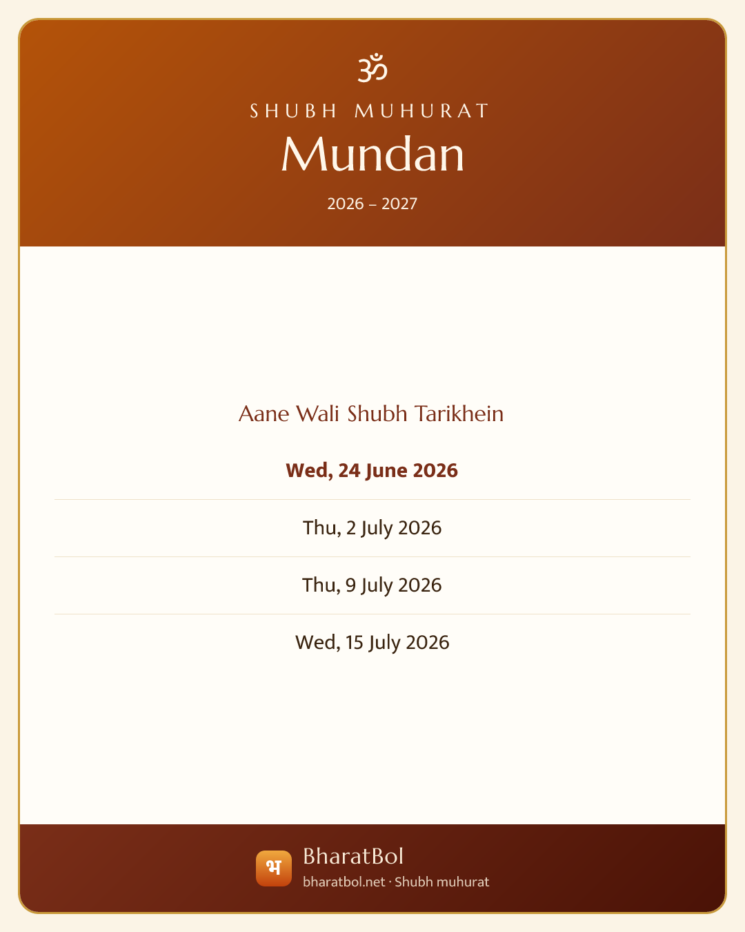 Mundan Muhurat card